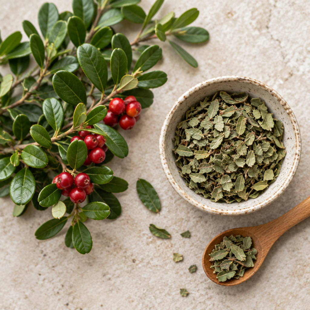Bearberry leaves and red berries