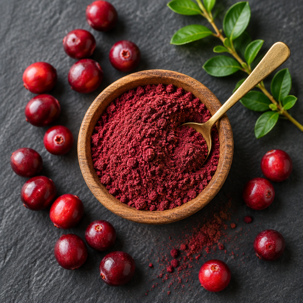 Cranberry powder with fresh cranberries